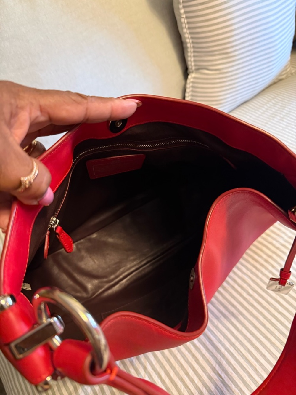 Coach Bright Red Leather Shoulder Hobo - Picture 4 of 7